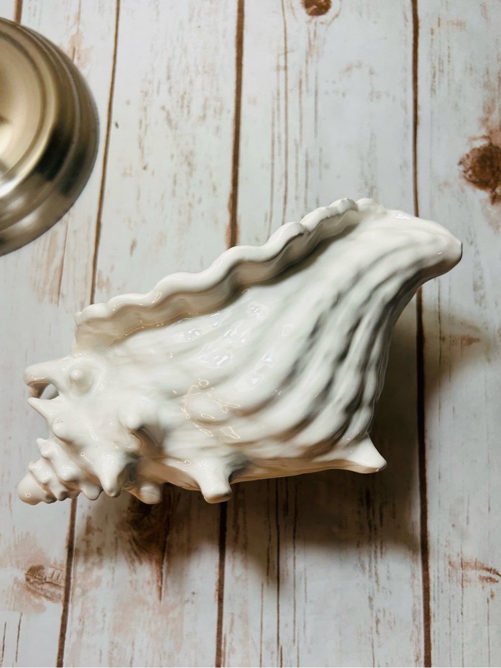 Vintage White Ceramic Conch Sea Shell Decorative Bowl Planter Decorative - Picture 4 of 9